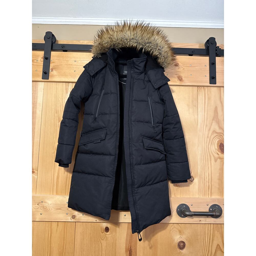 Noize Addie Mid Length Hooded Vegan Parka Black Size S